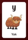 Animal Alphabet Flashcard - Y for Yak Royalty Free Stock Photo