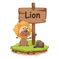 Animal alphabet letter L for lion illustration vector