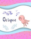 Animal alphabet letter O and octopus Royalty Free Stock Photo