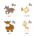 Animal Alphabet With Wolf X-ray Fish Yak Zebra Characters