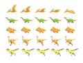 Animal Dinosaur Animation Moves Frame Sequence Cute Cartoon Vector Illustration