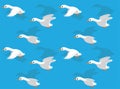 Animal Animation Flying Duck Pekin White Cartoon Vector Seamless Wallpaper