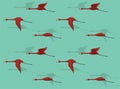 Animal Animation Red Flamingo Flying Cartoon Vector Illustration Seamless Background-01