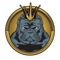 Bulldog Annimal head Crown Ring logo icon vector illustration