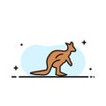 Animal, Australia, Australian, Indigenous, Kangaroo, Travel  Business Flat Line Filled Icon Vector Banner Template Royalty Free Stock Photo