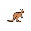 Animal, Australia, Australian, Indigenous, Kangaroo, Travel  Flat Color Icon. Vector icon banner Template Royalty Free Stock Photo