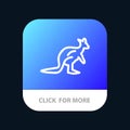 Animal, Australia, Australian, Indigenous, Kangaroo, Travel Mobile App Button. Android and IOS Line Version Royalty Free Stock Photo