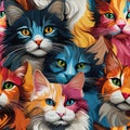 Seamless template with a cats. AI generated