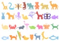 Animal balloons icons set cartoon vector. Funny horse