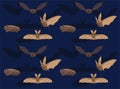 Animal Bat Brown Long Eared Noctule Vector Illustration Seamless Background-01