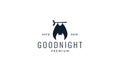 Animal bat silhouette sleep logo vector icon illustration design