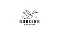 Animal bird goose or swan line fly logo design minimalist