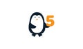 Animal bird penguin cute with number 5  vector design Royalty Free Stock Photo