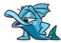 Animal blue fish rest pose character cartoon illustration