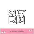 Animal book line icon. Editable illustration