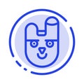Animal, Bunny, Face, Rabbit Blue Dotted Line Line Icon