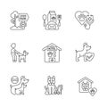 Animal care business linear icons set