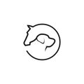 animal care horse and dog logo, dog and horse line vector symbol