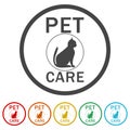 Animal care ring icon, color set Royalty Free Stock Photo