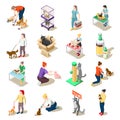 Animal Care Volunteers Isometric Icons