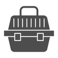 Animal carrier solid icon. Pet basket vector illustration isolated on white. Animal portable basket glyph style design Royalty Free Stock Photo