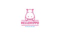 Animal cartoon cute line hippo logo vector symbol icon design graphic illustration