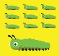 Caterpillar Cute Animation Walking Crawling Cartoon Vector Illustration