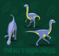 Dinosaur Ornithomimus Cartoon Vector Illustration