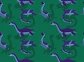 Sea Monster Plesiosaurus Cartoon Background Seamless Wallpaper