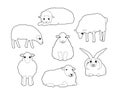 Various Domestic Sheep Cute Cartoon Vector Coloring Book