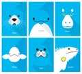 Animal cartoon faces, cute flat portrait icon, vector illustration Royalty Free Stock Photo