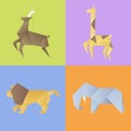 Animal cartoon origami icon vector
