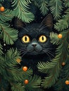 Tree holiday cute kitten background green beautiful animal winter christmas cat pet Royalty Free Stock Photo