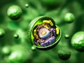 Animal cell anatomy on green background. 3D illustration Royalty Free Stock Photo