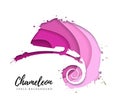 Animal chameleon silhouette. Cut out paper art style design