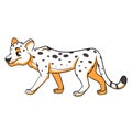 Animal character funny cheetah in line style. Children's illustration.