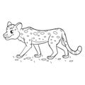 Animal character funny cheetah in line style. Children's illustration.