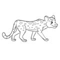 Animal character funny cheetah in line style. Children's illustration.