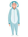 Animal character pajama. Men dressed in onesies. People wearing jumpsuit or kigurumi. Pajama party, person in costume