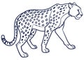 Line Art Cheetah vector illustration Black and White Profile View Perfect for Wildlife Posters Royalty Free Stock Photo