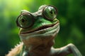 wildlife animal lizard glasses reptile green close-up iguana scale portrait. Generative AI.