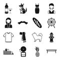 Animal, clothing, food and other web icon in black style.