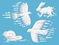 Animal clouds silhouette pattern vector illustration abstract sky cartoon environment natural wilding beast ornament Royalty Free Stock Photo