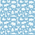 Animal clouds silhouette pattern vector illustration seamless pattern