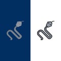 Animal, Cobra, India, King Icons. Flat and Line Filled Icon Set Vector Blue Background