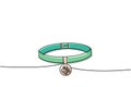 Animal collar, necklace one line colored continuous drawing. Animals accessories, pet toy supplies continuous one line