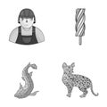 Animal, cooking and other monochrome icon in cartoon style.breed, profession icons in set collection.
