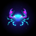 Animal crab modern illustation with neon vibrant colors, abstract, zodiac, astrology