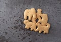 Animal crackers on a gray background Royalty Free Stock Photo