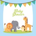 Animal cute baby shower invitation Royalty Free Stock Photo